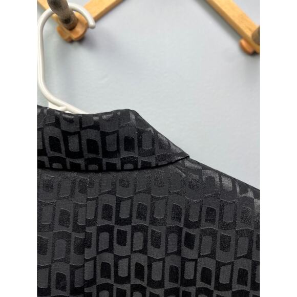 Newport News Easy Style black jacquard long jacket hidden buttons Size 8 - Picture 5 of 6